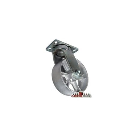 12x3 Kingpinless Heavy Duty Swivel Caster, Gray Iron Steel Wheel